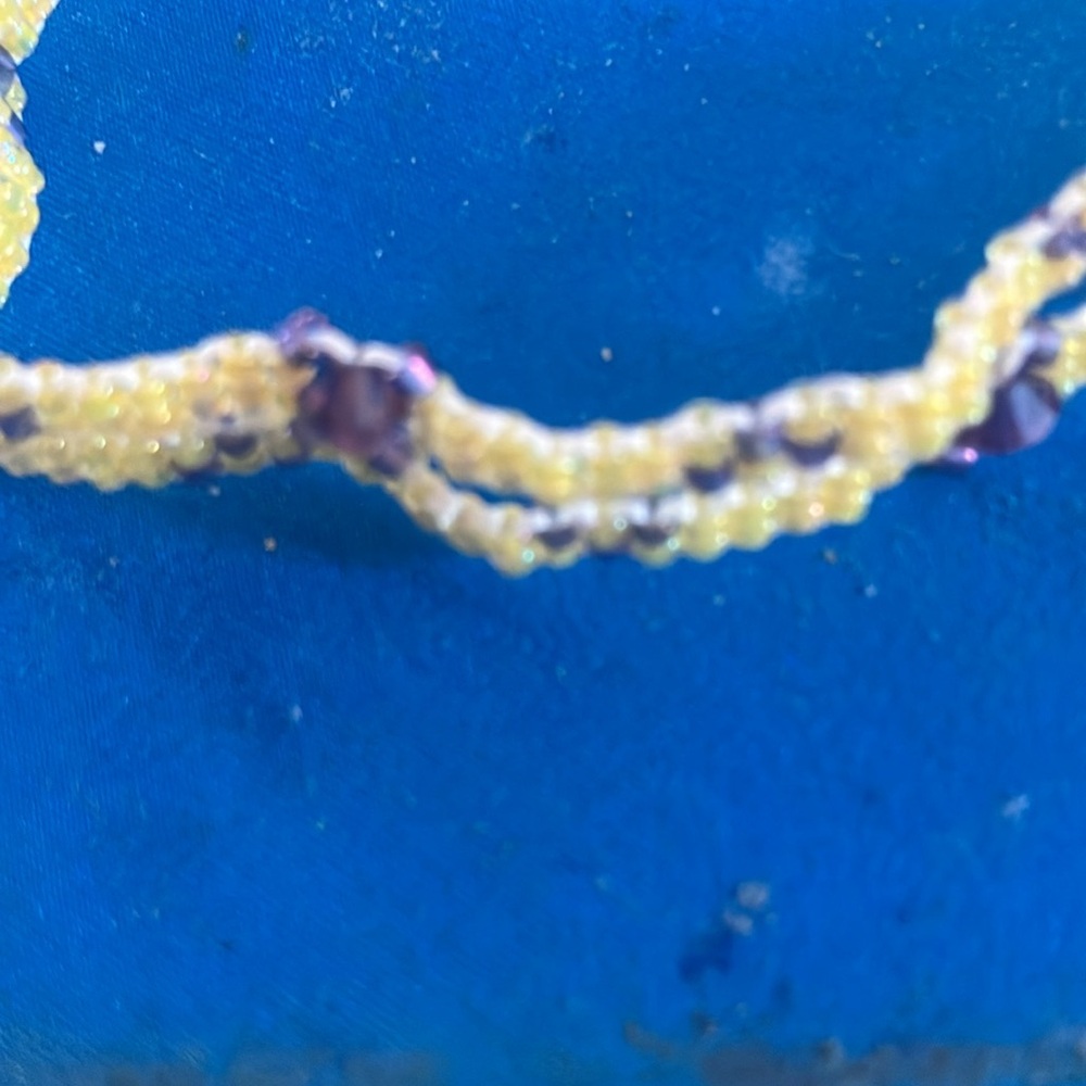 Yellow and Purple Beaded Bracelet - Picture 2 of 3